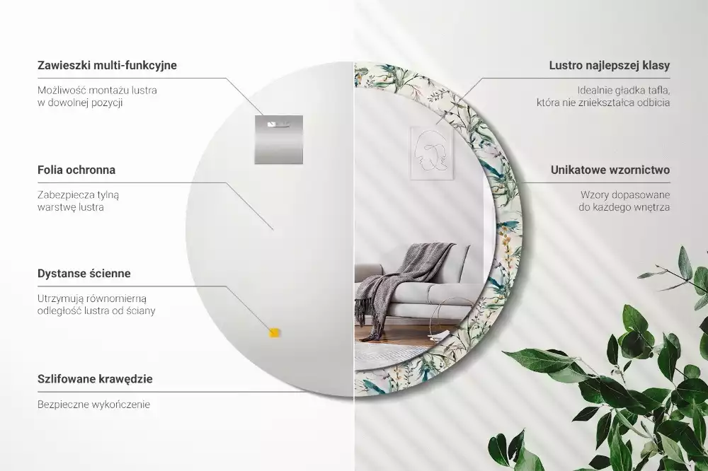 Ronde spiegel met decoratie Aquarelbloemen