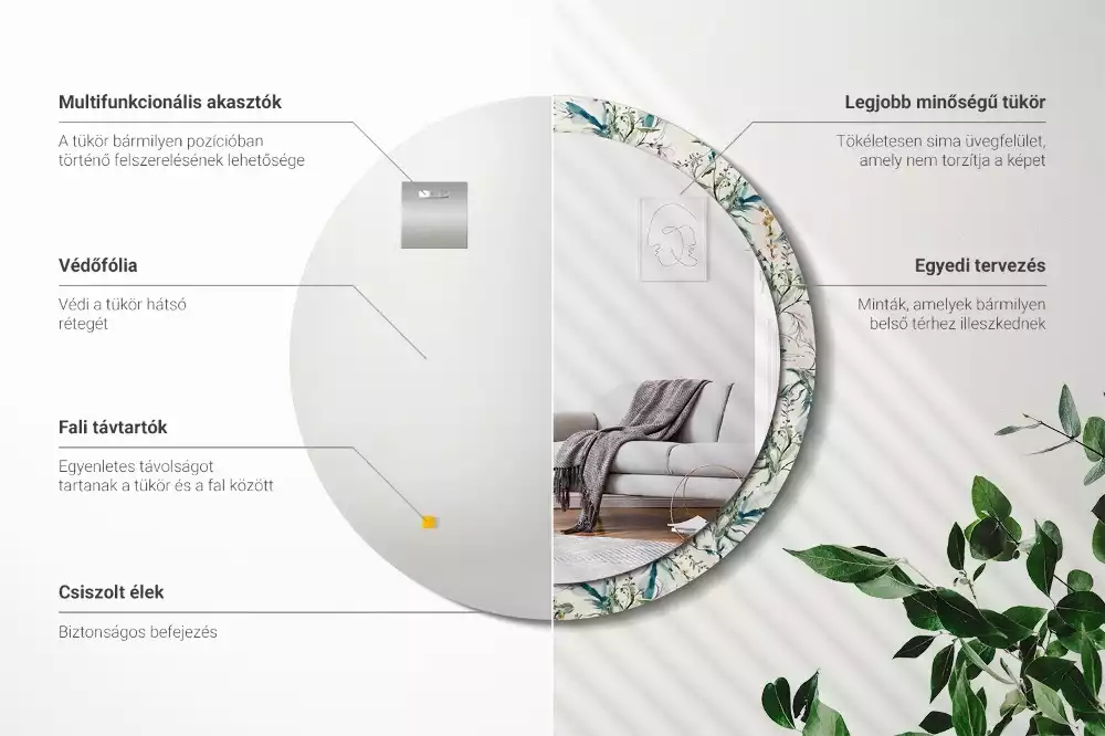 Ronde spiegel met decoratie Aquarelbloemen