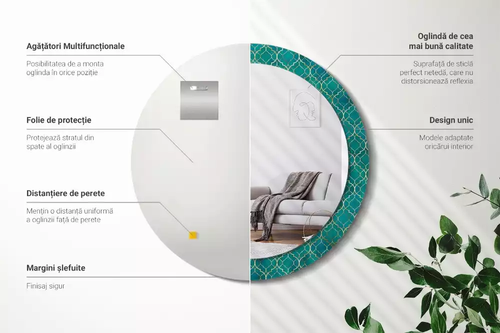 Bedrukte ronde spiegel Kleurcompositie