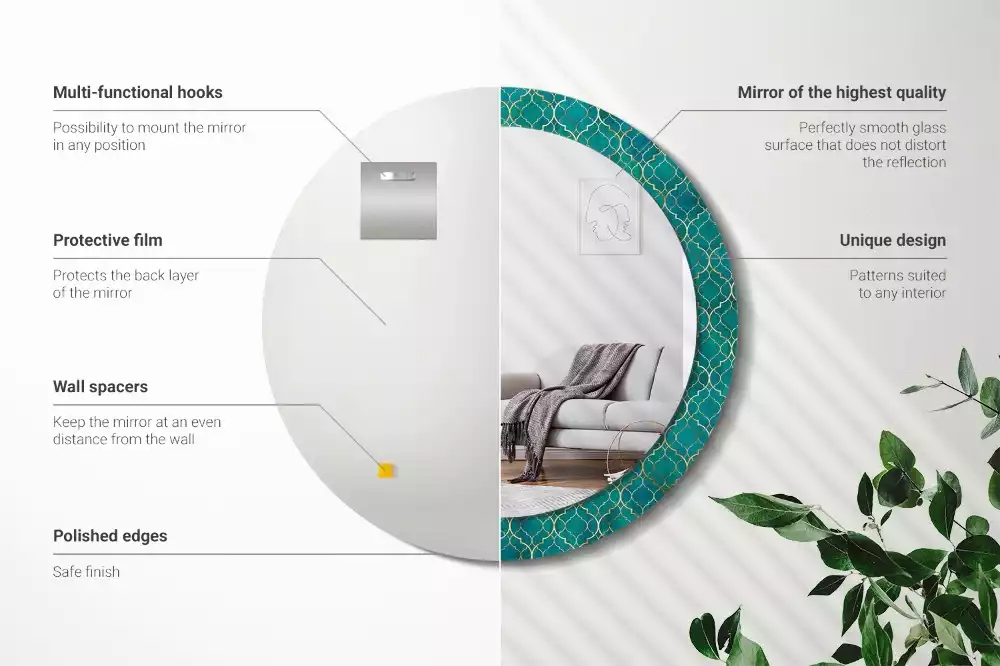 Bedrukte ronde spiegel Kleurcompositie