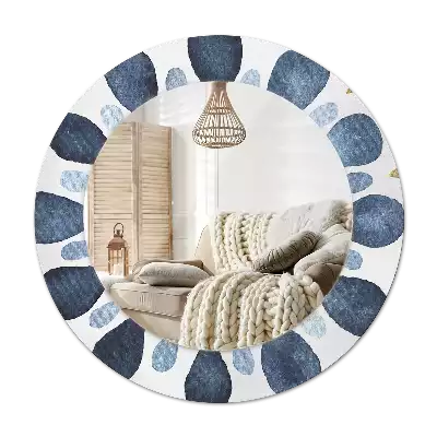 Ronde spiegel met bedrukte lijst Maanmandala