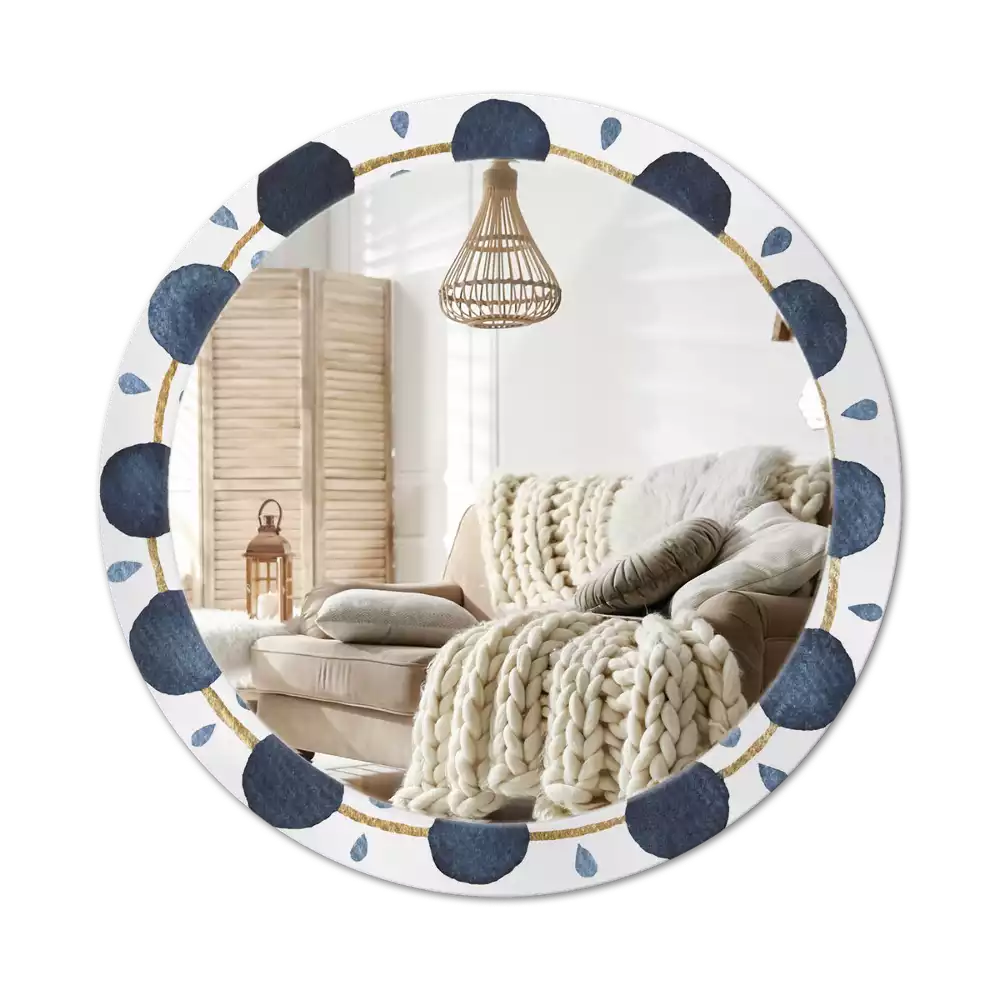 Ronde spiegel met bedrukte lijst Maanmandala