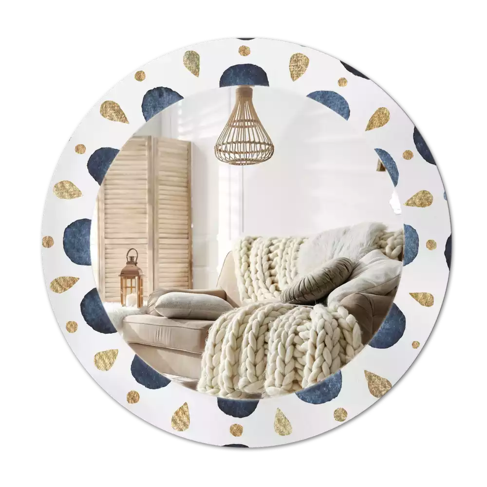 Ronde spiegel met bedrukte lijst Maanmandala