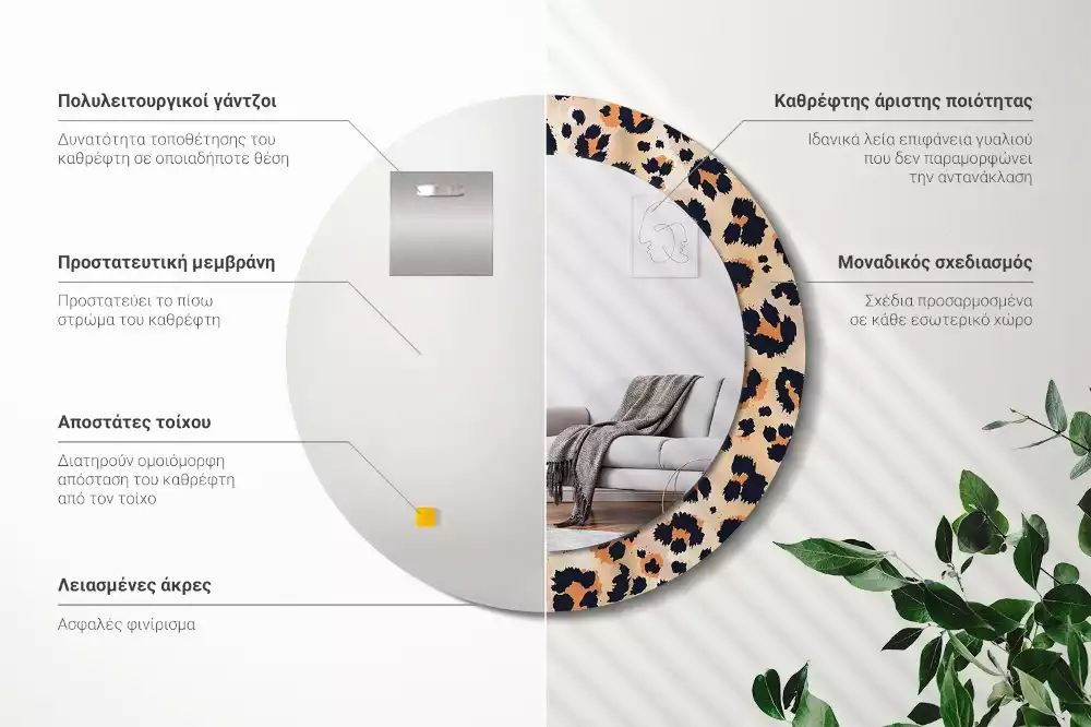 Ronde spiegel met decoratie Gevlekt patroon