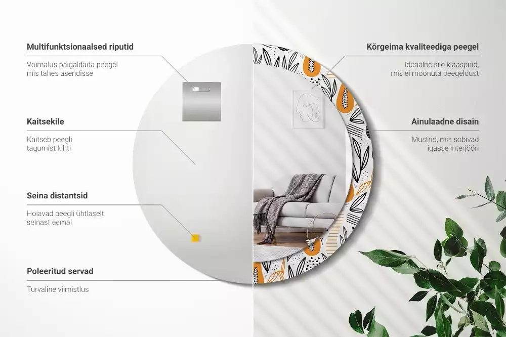 Bedrukte ronde spiegel Papaja's