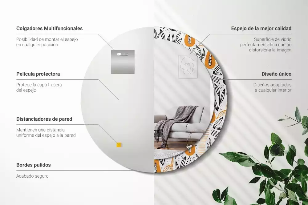 Bedrukte ronde spiegel Papaja's