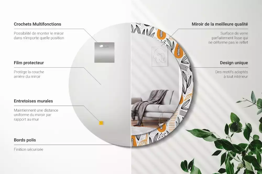 Bedrukte ronde spiegel Papaja's