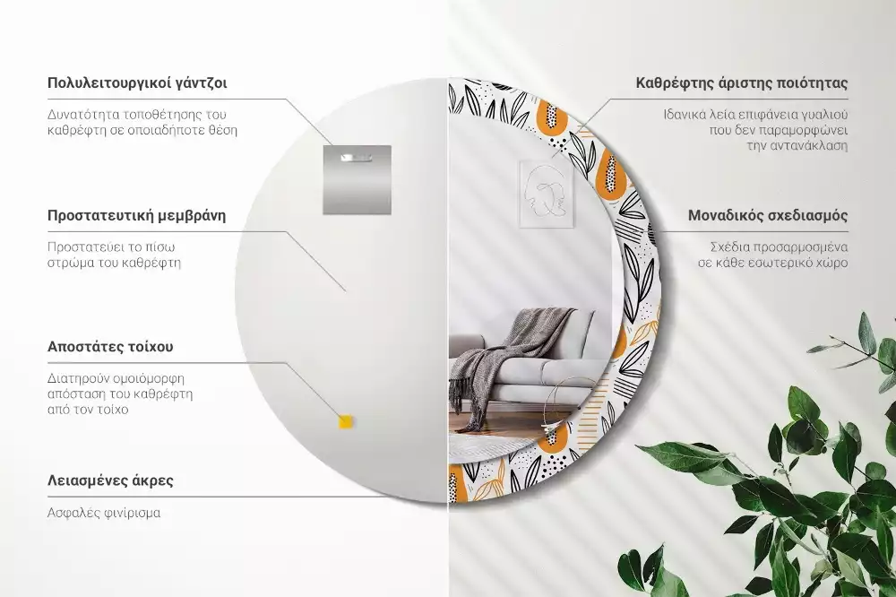 Bedrukte ronde spiegel Papaja's