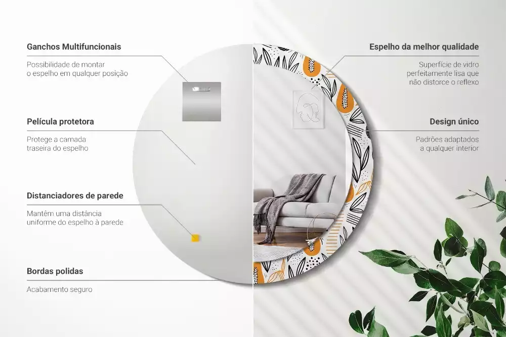 Bedrukte ronde spiegel Papaja's