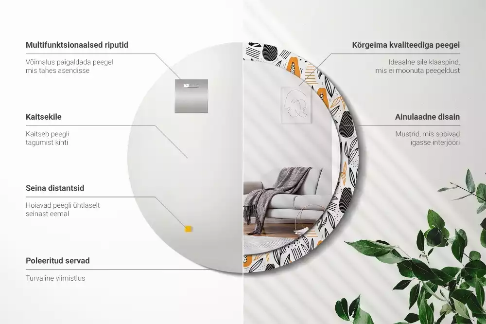 Bedrukte ronde spiegel Papaja's