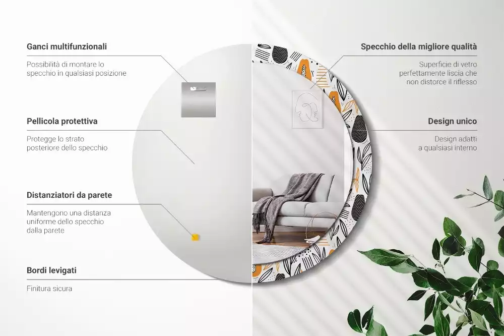 Bedrukte ronde spiegel Papaja's