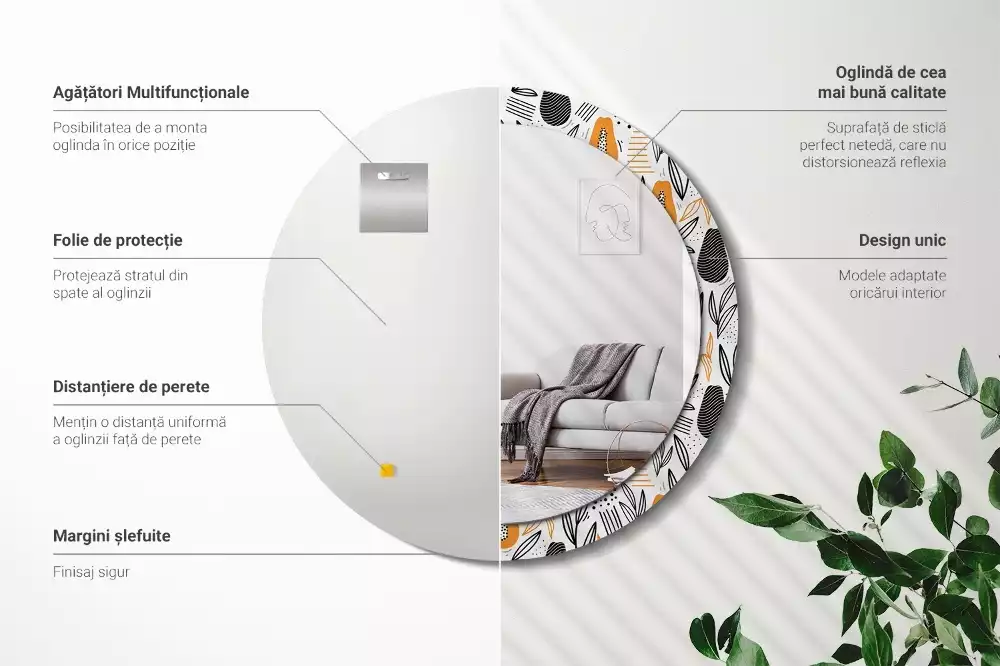 Bedrukte ronde spiegel Papaja's