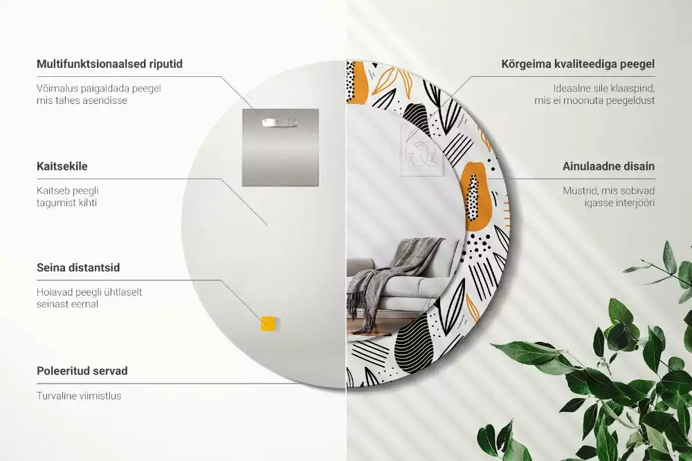 Bedrukte ronde spiegel Papaja's