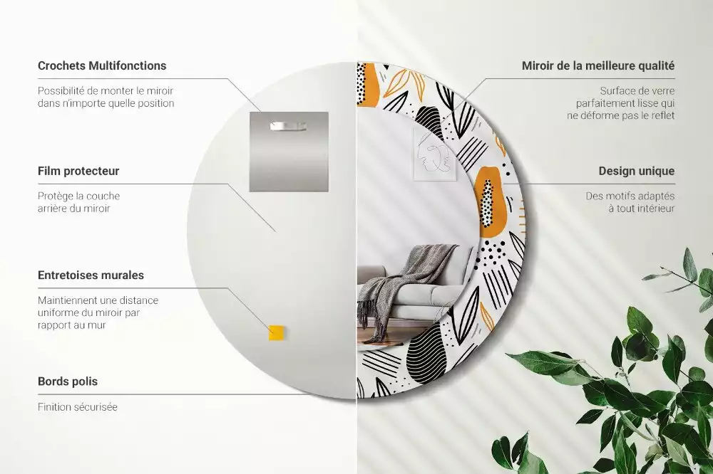 Bedrukte ronde spiegel Papaja's