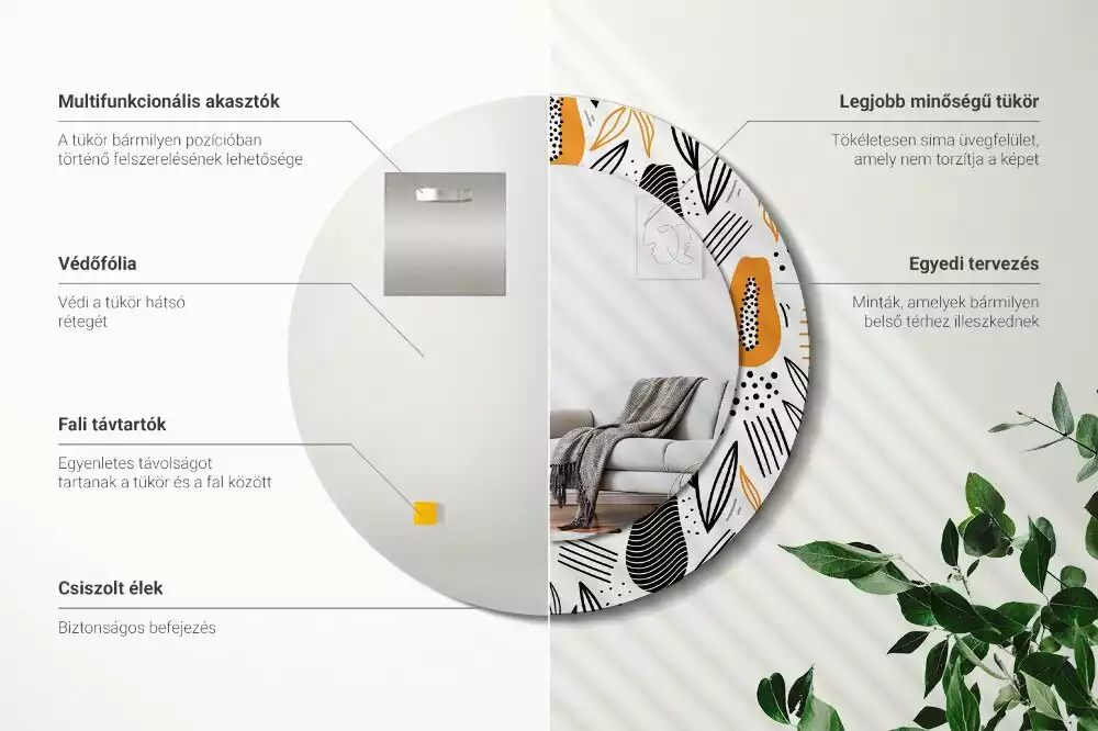 Bedrukte ronde spiegel Papaja's