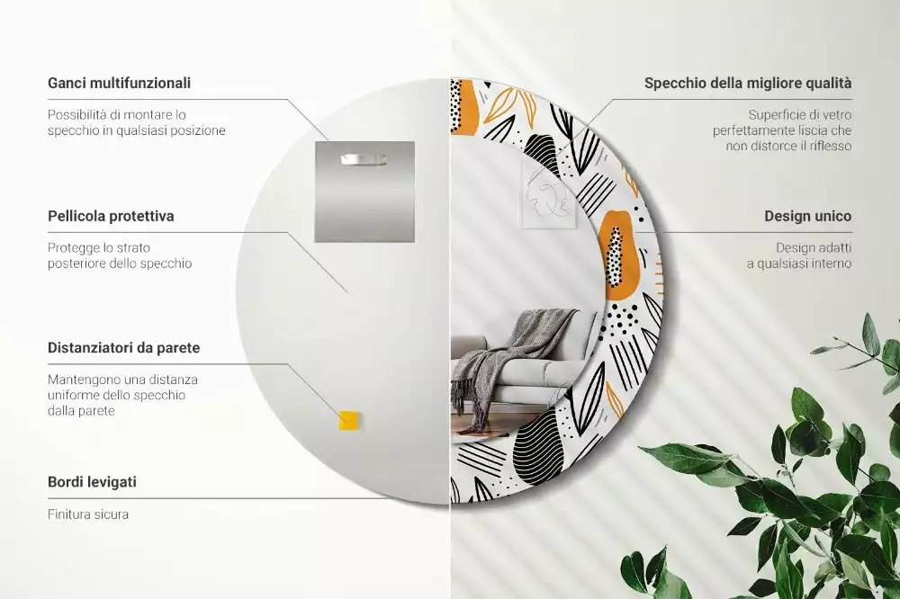 Bedrukte ronde spiegel Papaja's