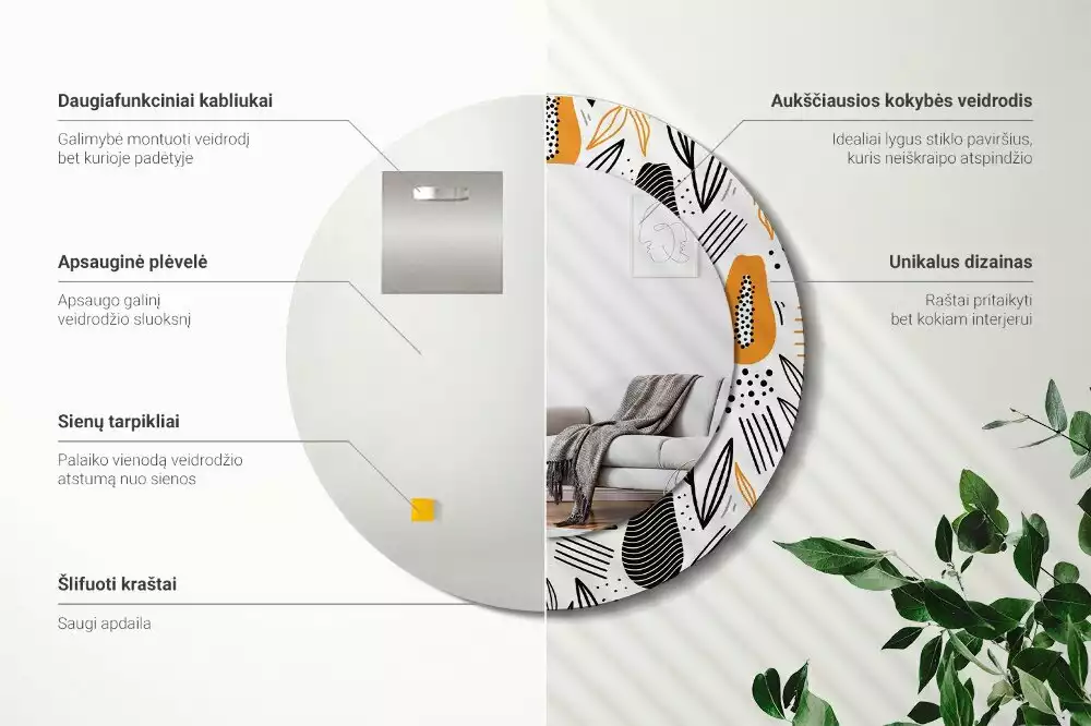 Bedrukte ronde spiegel Papaja's