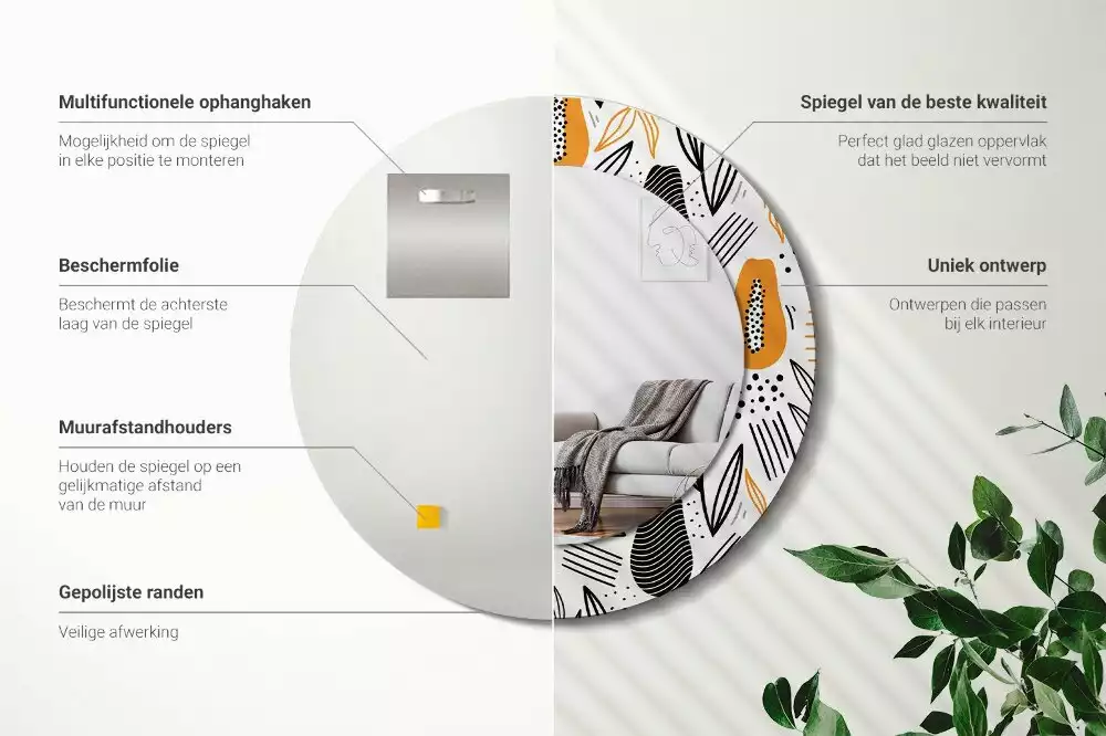 Bedrukte ronde spiegel Papaja's