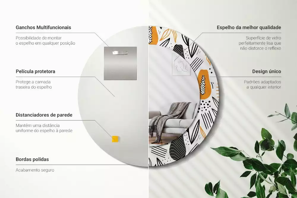 Bedrukte ronde spiegel Papaja's