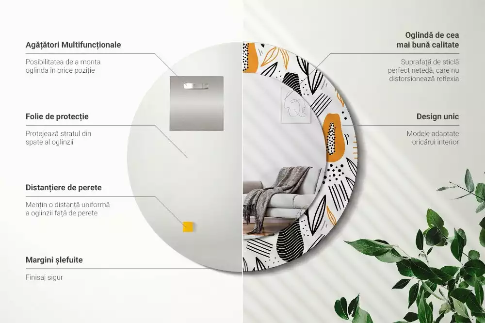 Bedrukte ronde spiegel Papaja's