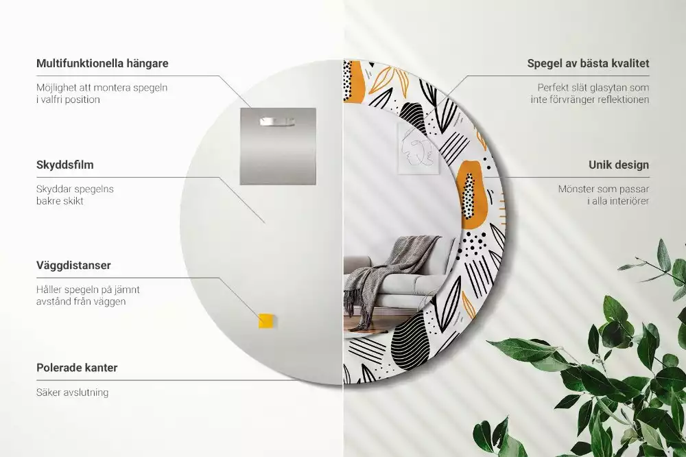 Bedrukte ronde spiegel Papaja's