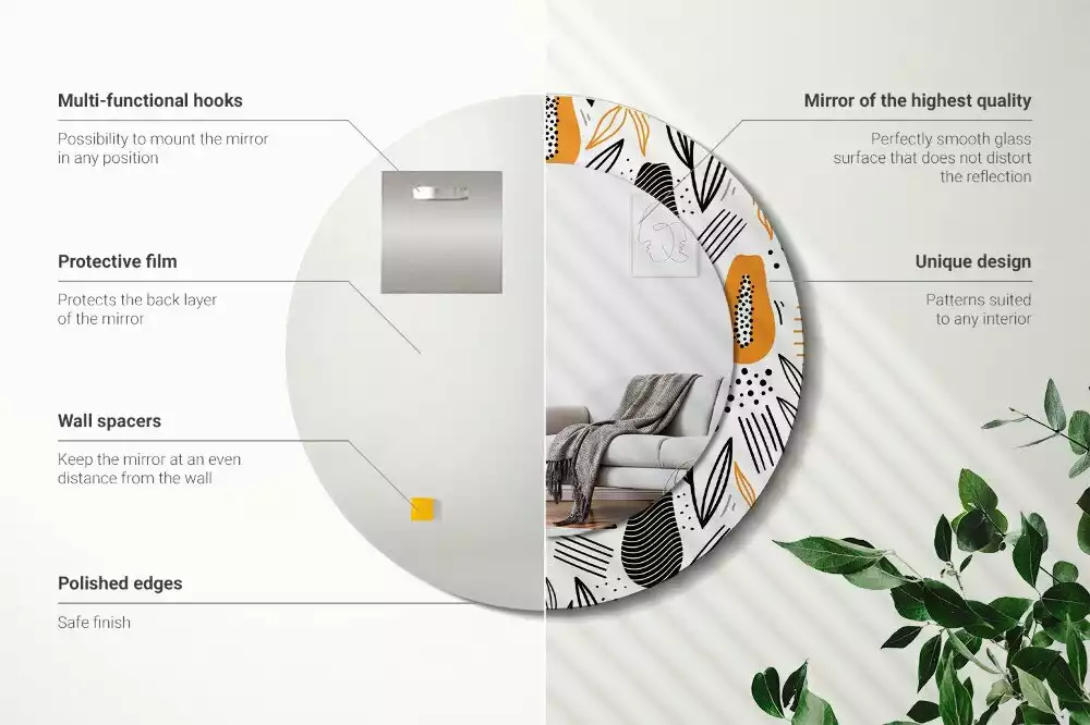 Bedrukte ronde spiegel Papaja's