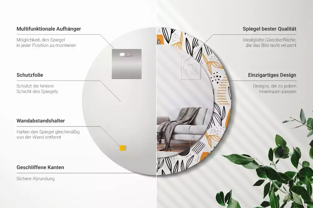 Bedrukte ronde spiegel Papaja's