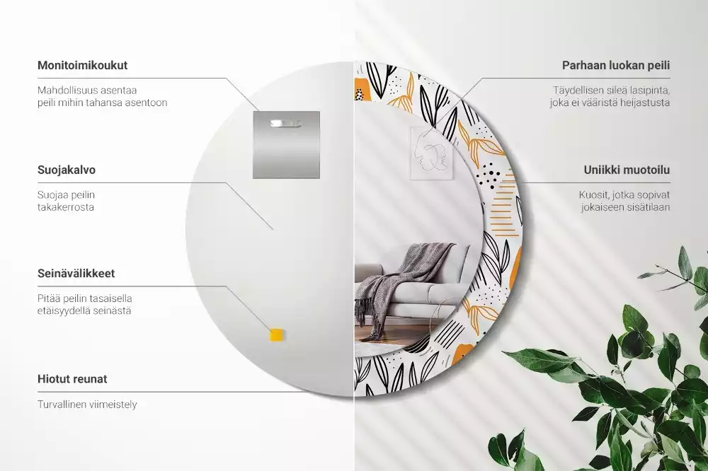 Bedrukte ronde spiegel Papaja's