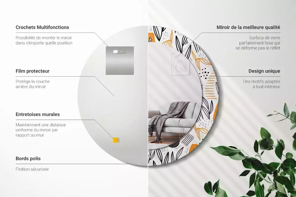 Bedrukte ronde spiegel Papaja's