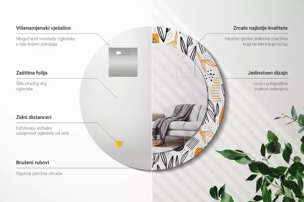 Bedrukte ronde spiegel Papaja's