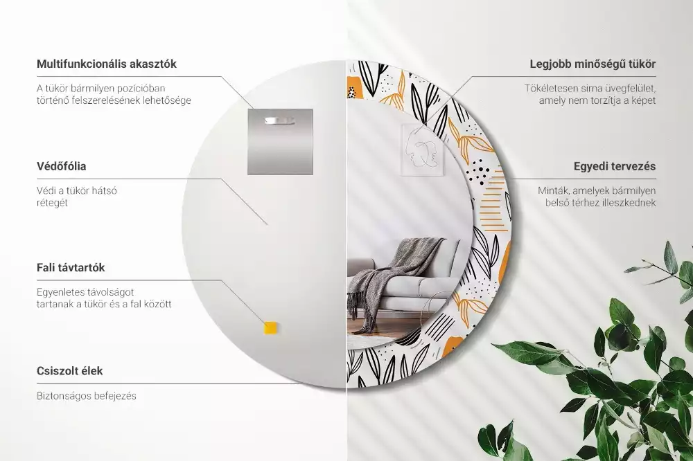 Bedrukte ronde spiegel Papaja's