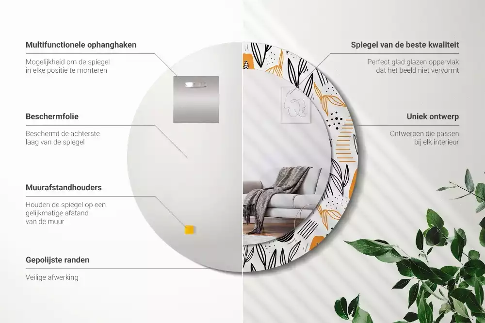 Bedrukte ronde spiegel Papaja's