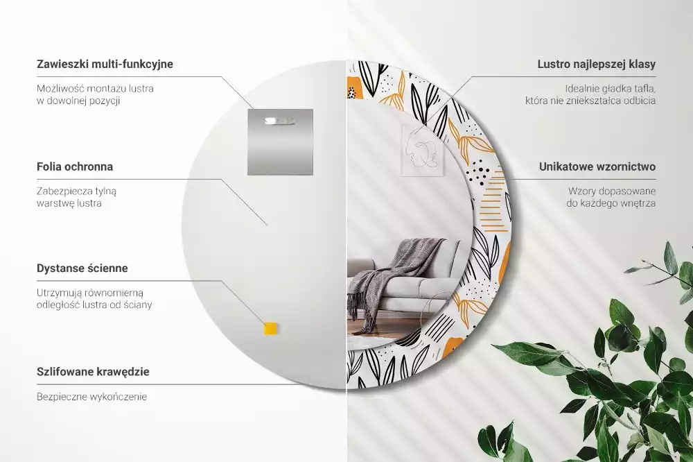 Bedrukte ronde spiegel Papaja's