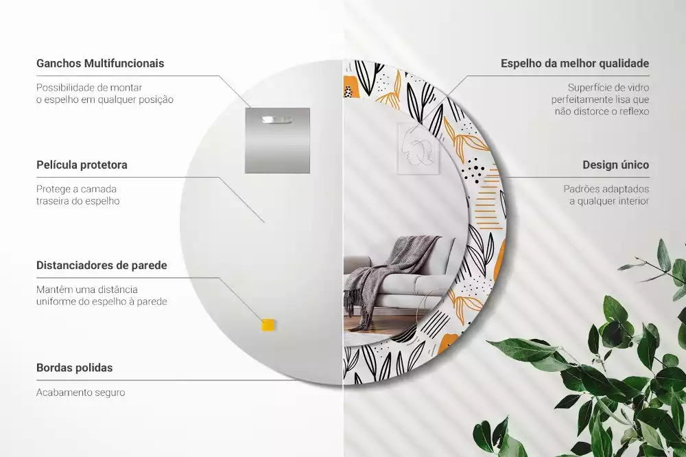 Bedrukte ronde spiegel Papaja's