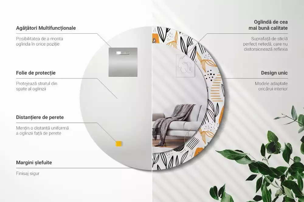 Bedrukte ronde spiegel Papaja's