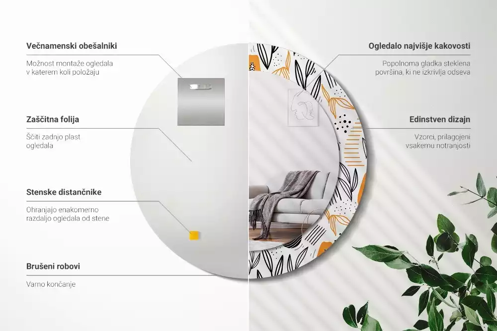 Bedrukte ronde spiegel Papaja's