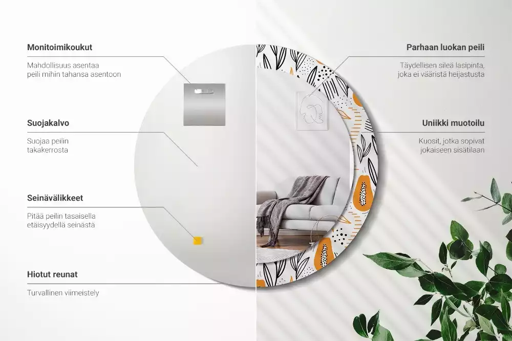 Bedrukte ronde spiegel Papaja's