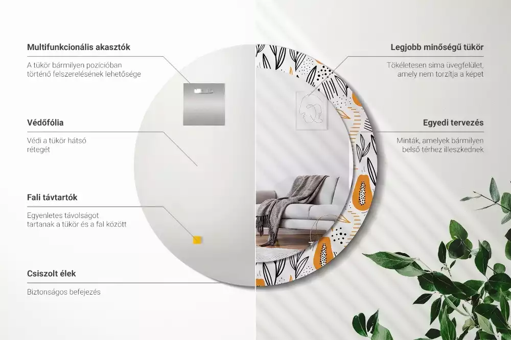 Bedrukte ronde spiegel Papaja's