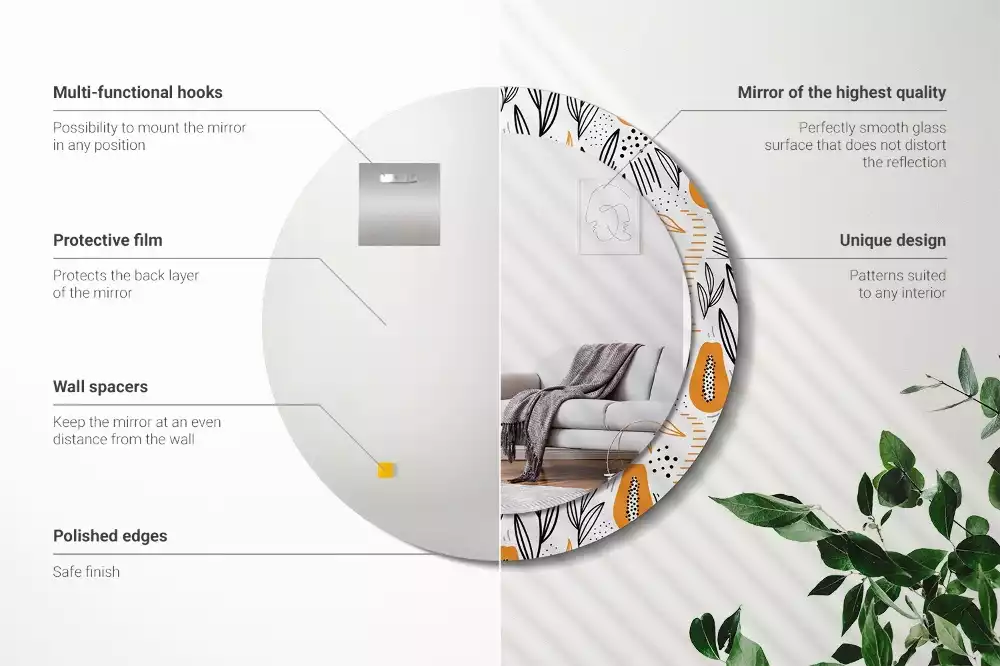 Bedrukte ronde spiegel Papaja's