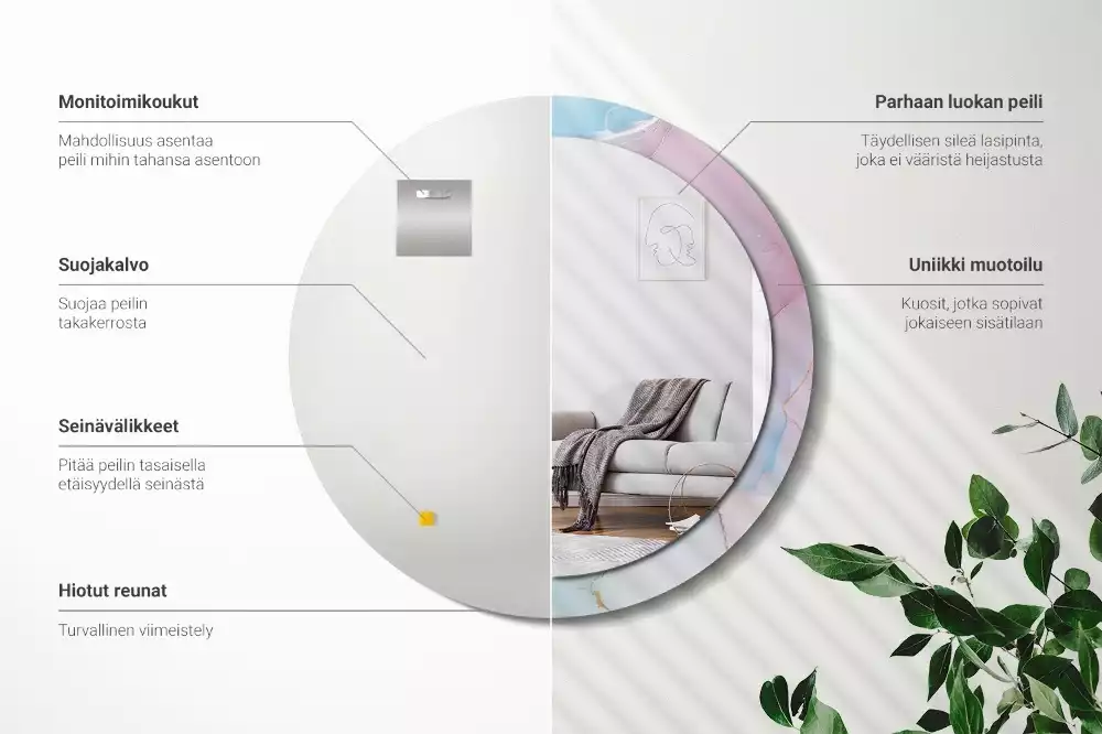 Ronde spiegel met bedrukte lijst Marmeren stijl