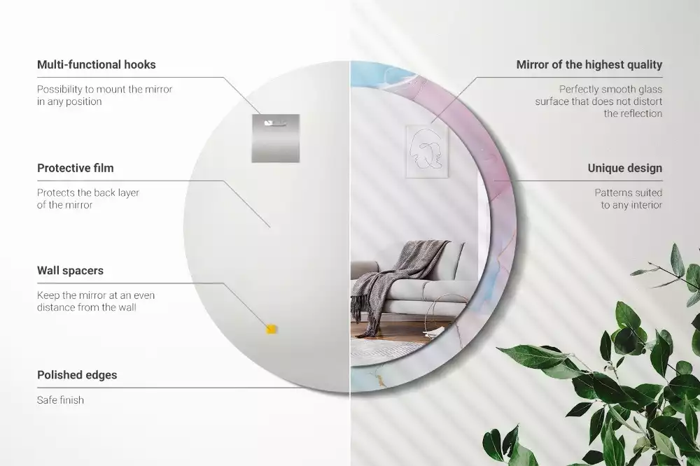 Ronde spiegel met bedrukte lijst Marmeren stijl