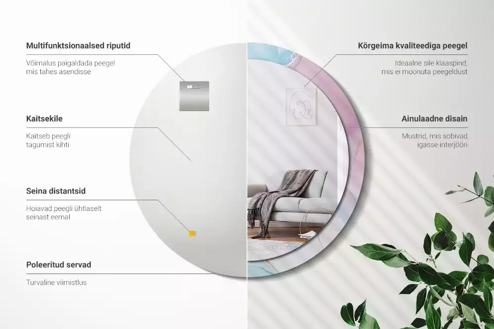 Ronde spiegel met bedrukte lijst Marmeren stijl