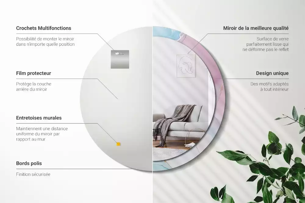 Ronde spiegel met bedrukte lijst Marmeren stijl