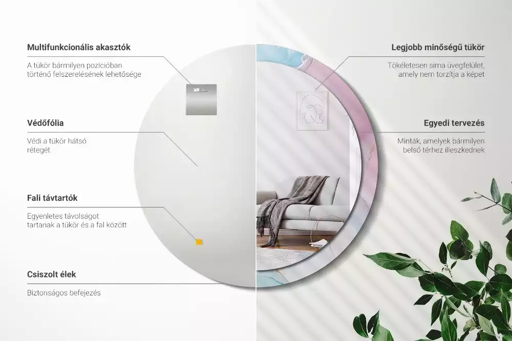 Ronde spiegel met bedrukte lijst Marmeren stijl