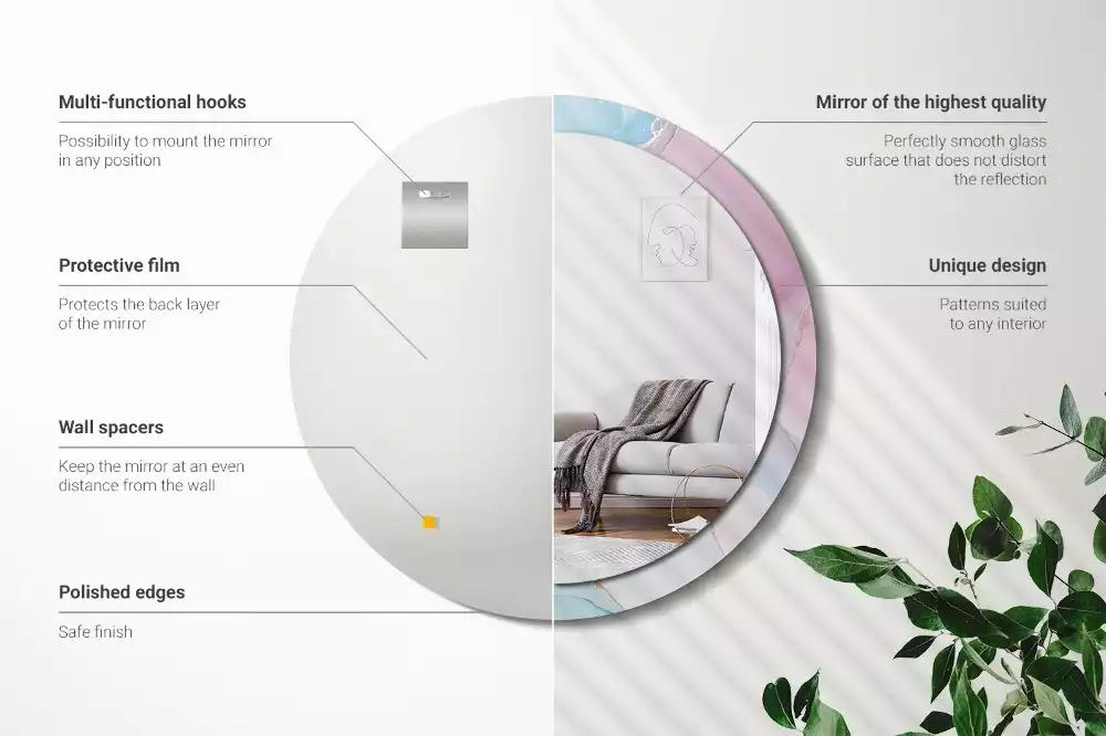 Ronde spiegel met bedrukte lijst Marmeren stijl