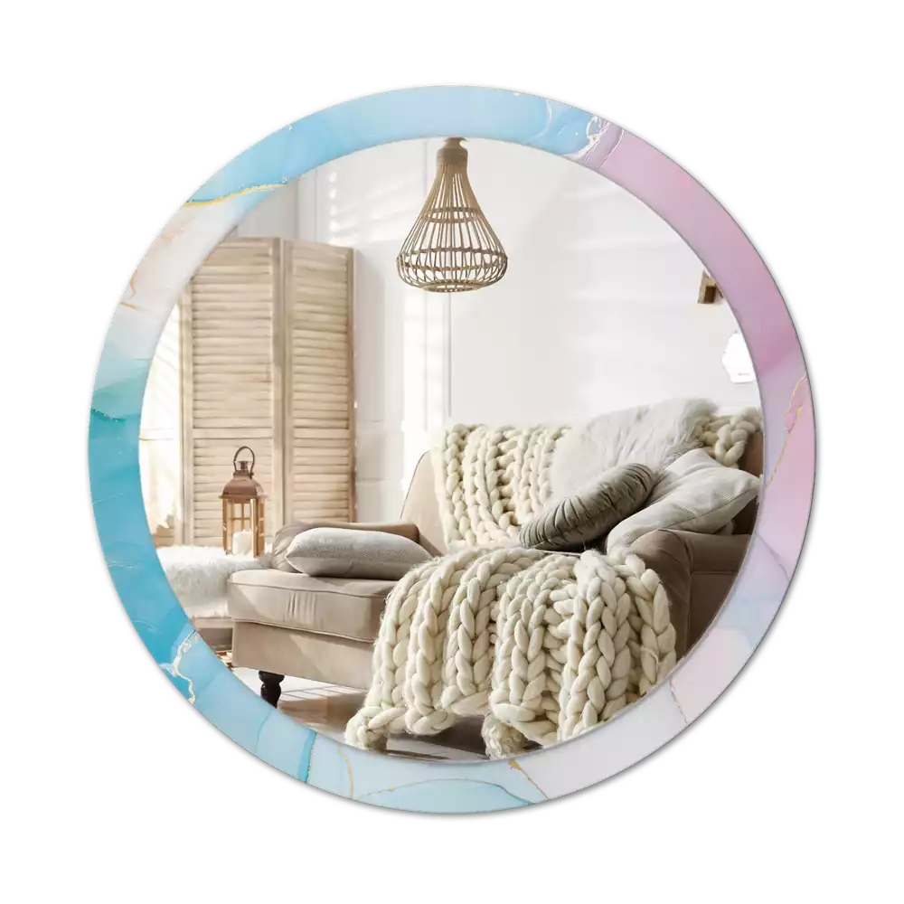 Ronde spiegel met bedrukte lijst Marmeren stijl