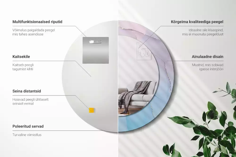 Ronde spiegel met bedrukte lijst Marmeren stijl