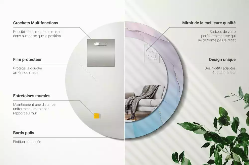 Ronde spiegel met bedrukte lijst Marmeren stijl