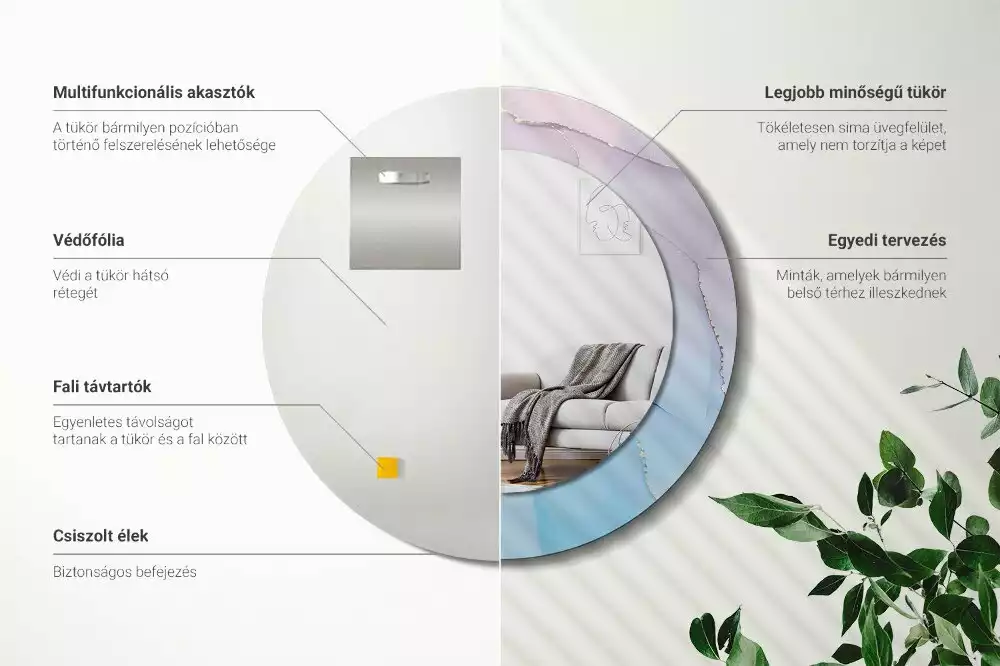 Ronde spiegel met bedrukte lijst Marmeren stijl