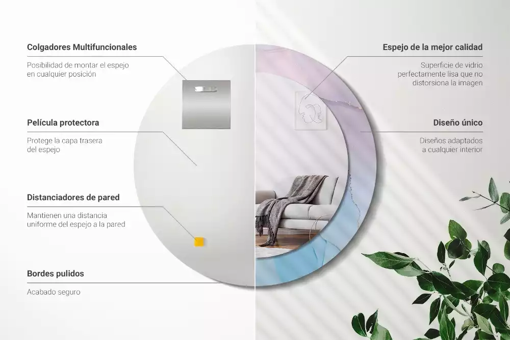 Ronde spiegel met bedrukte lijst Marmeren stijl